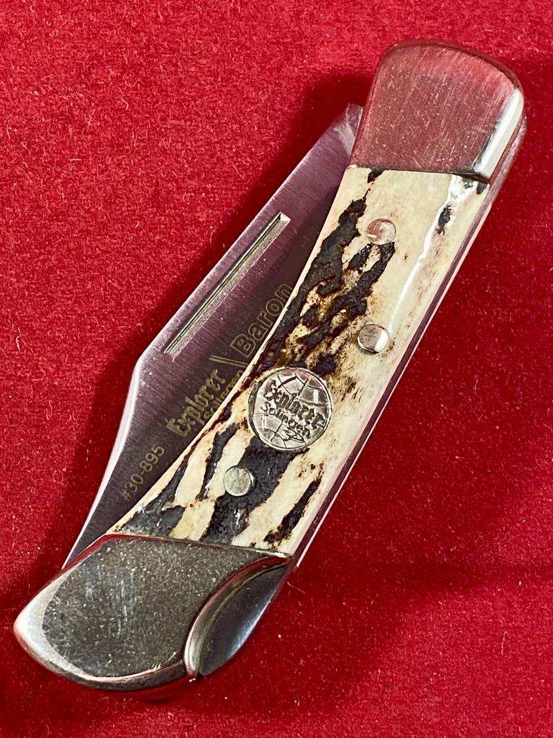 Vintage Explorer Solingen Baron Lockback Pocket Knife with Stag Grip