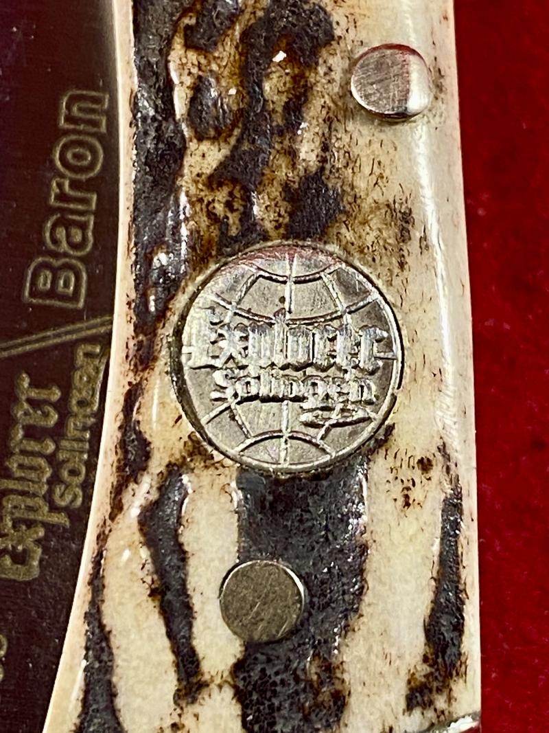 Vintage Explorer Solingen Baron Lockback Pocket Knife with Stag Grip