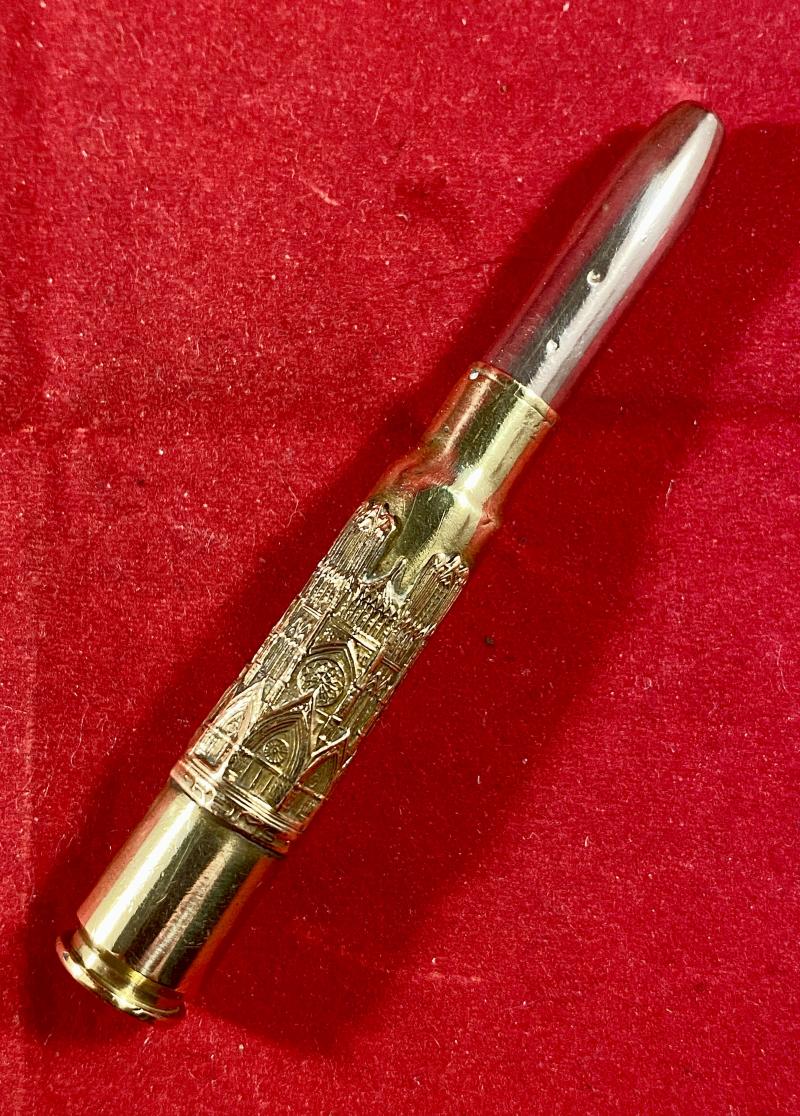 Fine WW1 Trench Art German 8x57mm Bullet Knife being a Souvenir of Reims Cathedral 1918