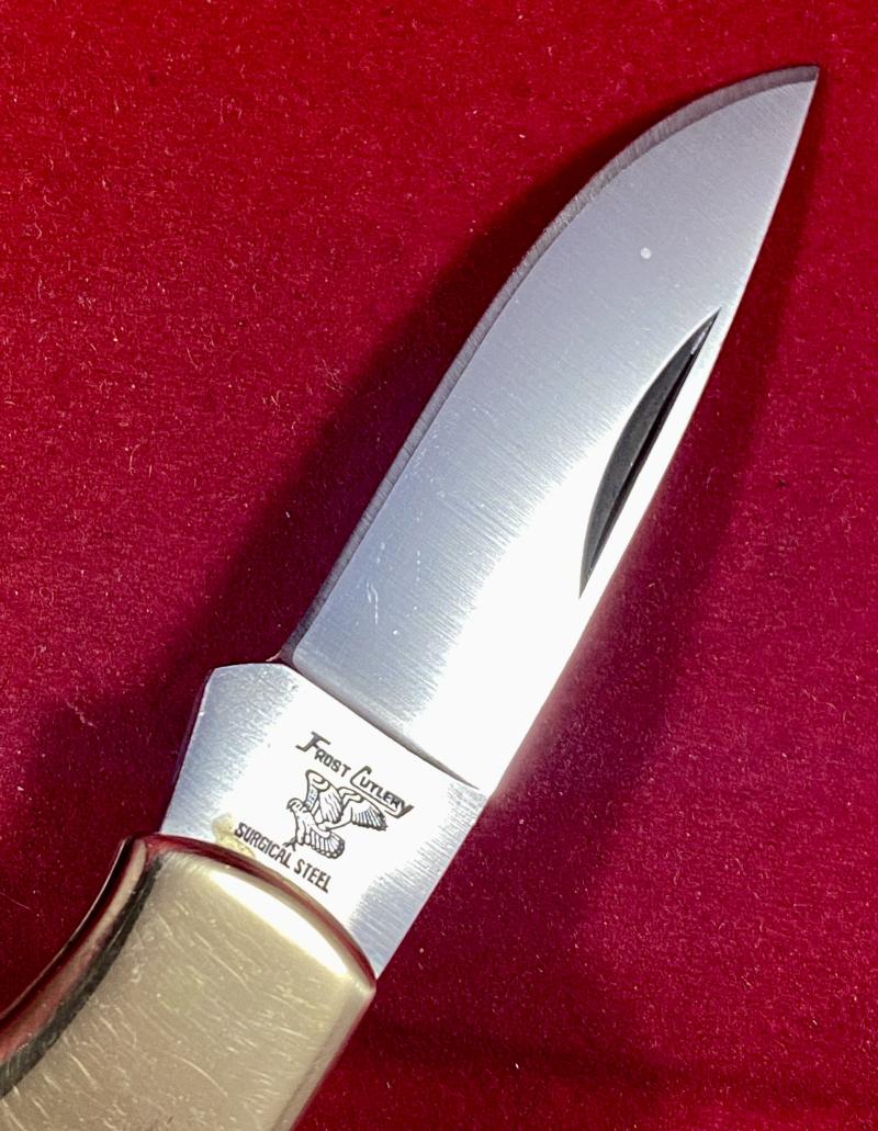 Collector’s Lockback Knife by Frost Cutlery with Custom Scrimshaw of a Bald Eagle by O.D.
