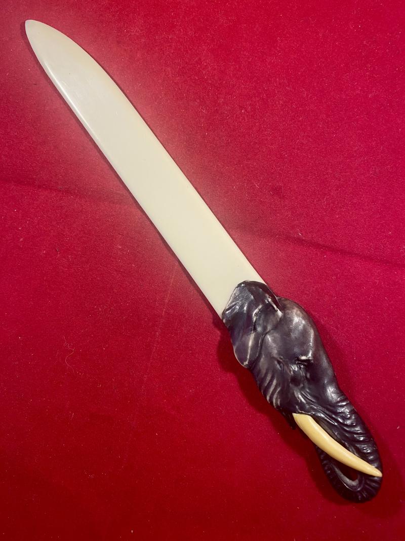 Unusual Moulded Elephant Head Celluloid Letter Opener c1930
