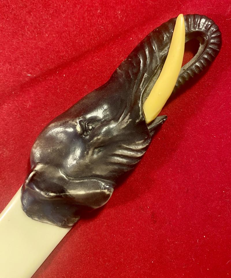 Unusual Moulded Elephant Head Celluloid Letter Opener c1930