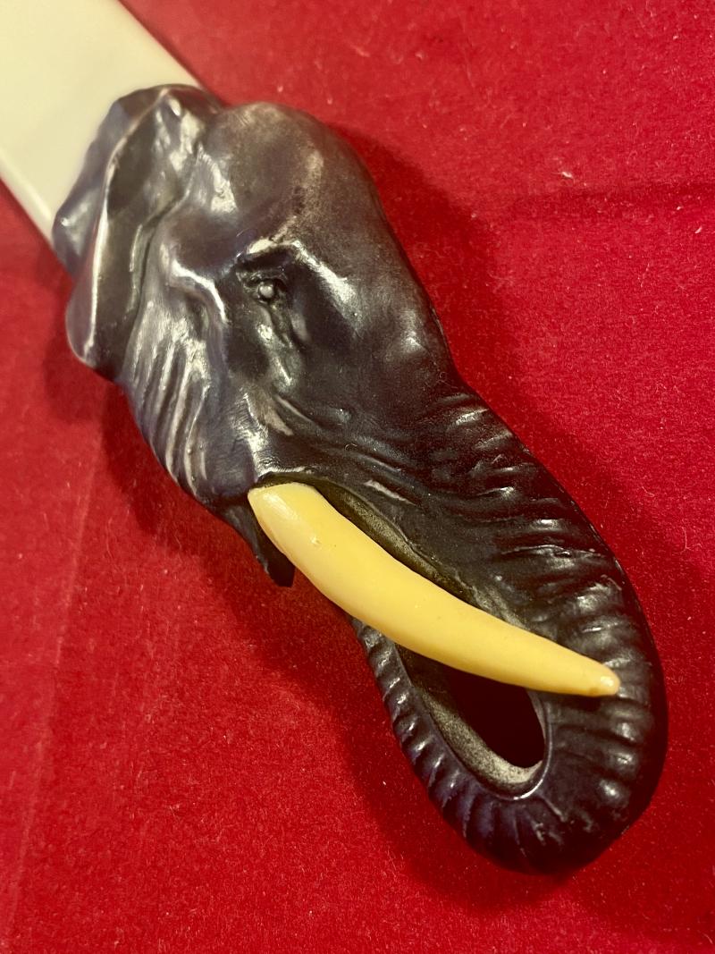 Unusual Moulded Elephant Head Celluloid Letter Opener c1930