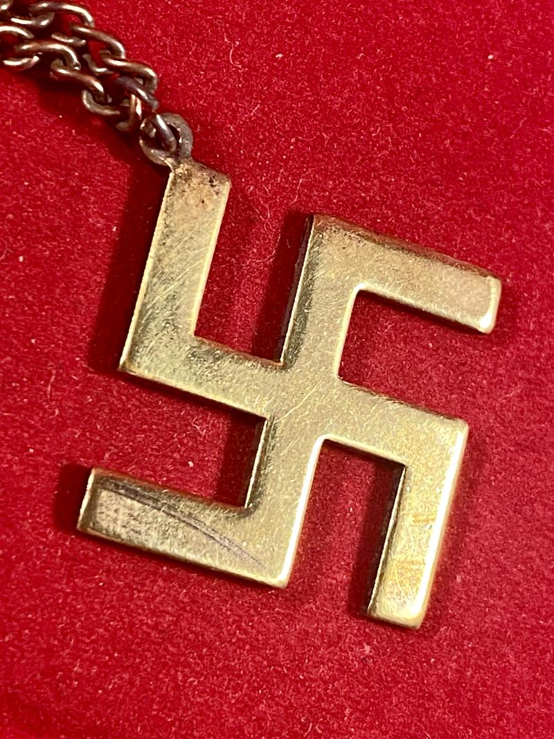 Gilt Brass Swastika Pendant and Chain