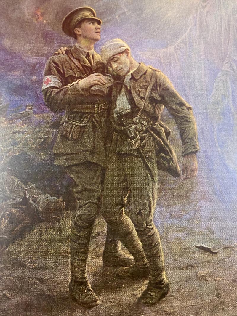 Impressive WW1 Period Gilt Metal Framed Colour Print of the Picture Titled “The White Comrade” by George Hillyard Swinstead 1915