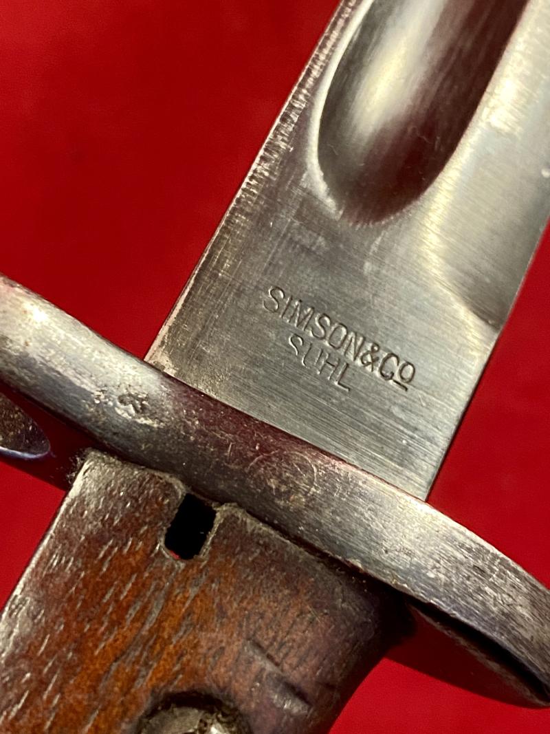 Antique Portuguese M1904 Sword Bayonet and Scabbard made by Simson & Co of Suhl Germany