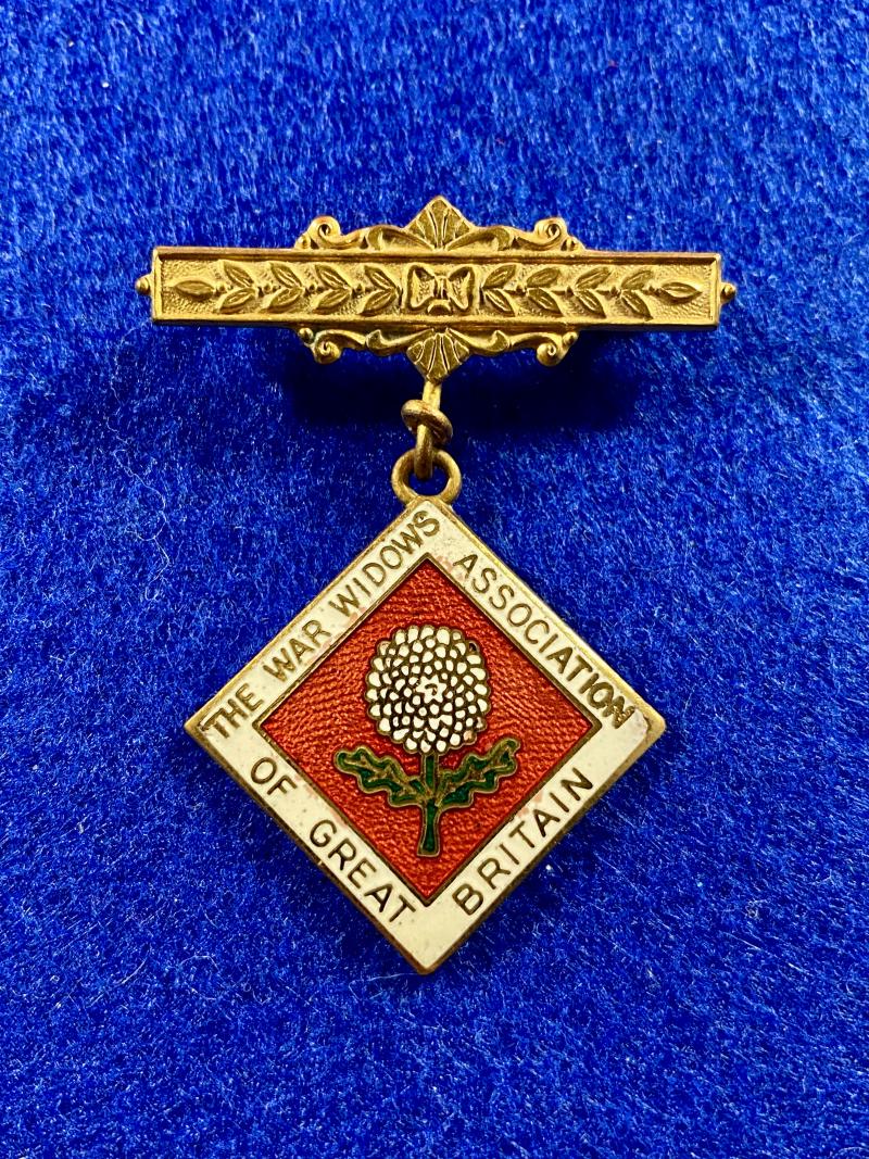 Vintage The War Widows Association of Great Britain Lapel Bar Pin & Enamel Pendant by F.C. Parry Birmingham