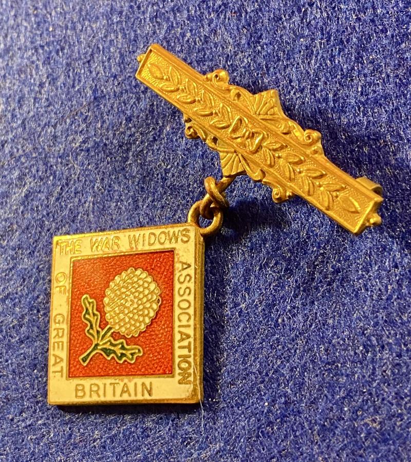 Vintage The War Widows Association of Great Britain Lapel Bar Pin & Enamel Pendant by F.C. Parry Birmingham