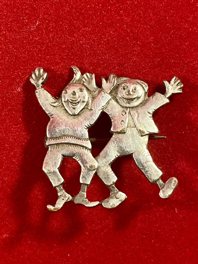 Vintage German Pewter Brooch depicting the two Mischievous Story Characters - Max and Moritz