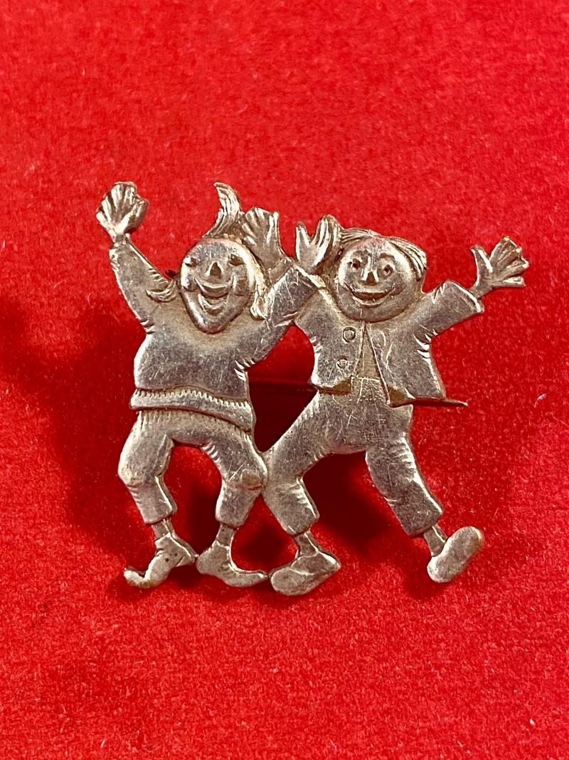 Vintage German Pewter Brooch depicting the two Mischievous Story Characters - Max and Moritz