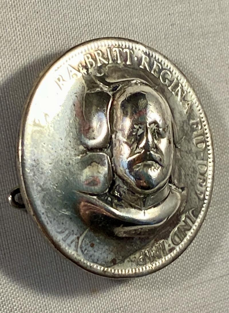 Unusual Silver Plated King Edward VII “Pop Out” Penny Coin Brooch