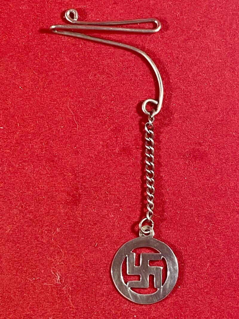 Sterling Silver Swastika Pendant with Lapel/Tie Bar and Chain by W.BROS c1930