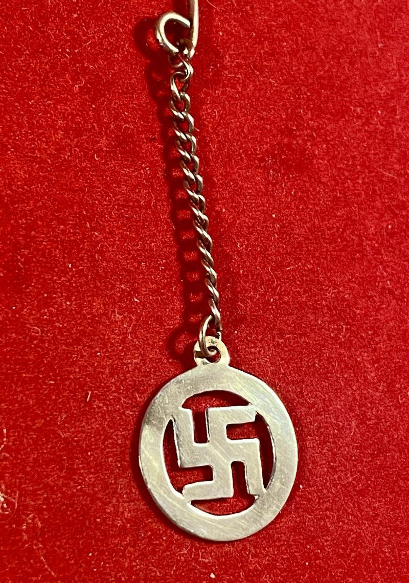 Sterling Silver Swastika Pendant with Lapel/Tie Bar and Chain by W.BROS c1930
