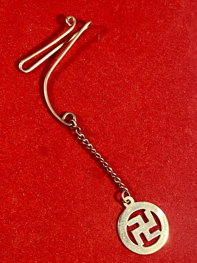 Sterling Silver Swastika Pendant with Lapel/Tie Bar and Chain by W.BROS c1930