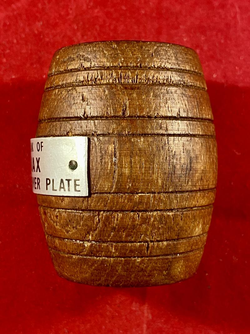WW1 Teak Barrel Match Holder from H.M.S. AJAX – Battle of the River Plate