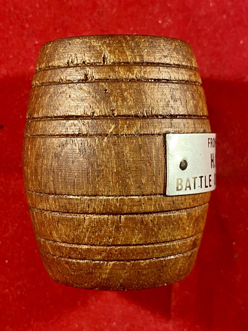 WW1 Teak Barrel Match Holder from H.M.S. AJAX – Battle of the River Plate