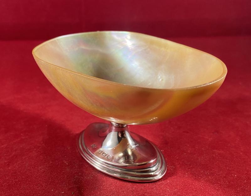 Stunning Antique Mother of Pearl and Hallmarked Silver Pedestal Caviar Dish by Mappin & Webb 1923