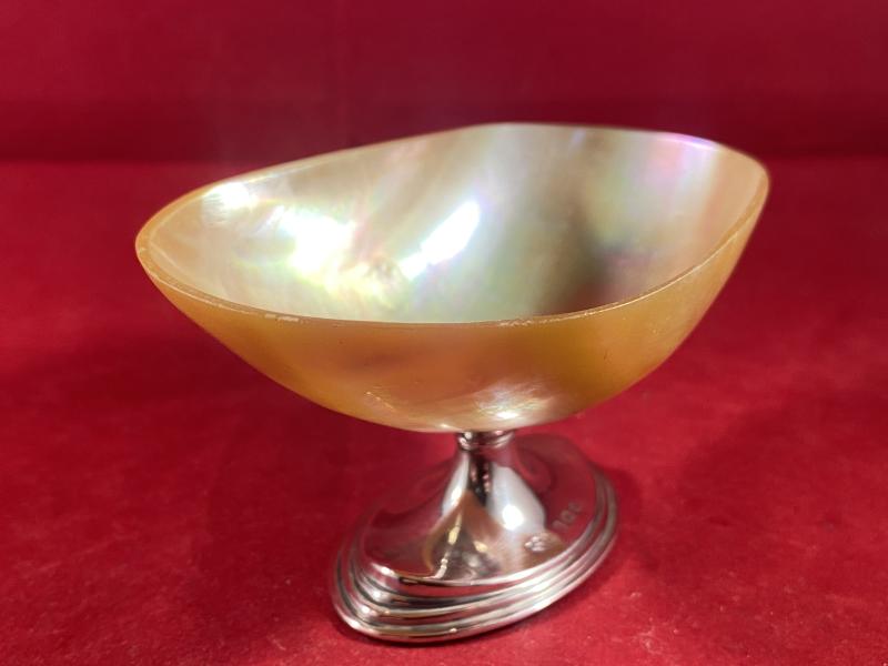 Stunning Antique Mother of Pearl and Hallmarked Silver Pedestal Caviar Dish by Mappin & Webb 1923