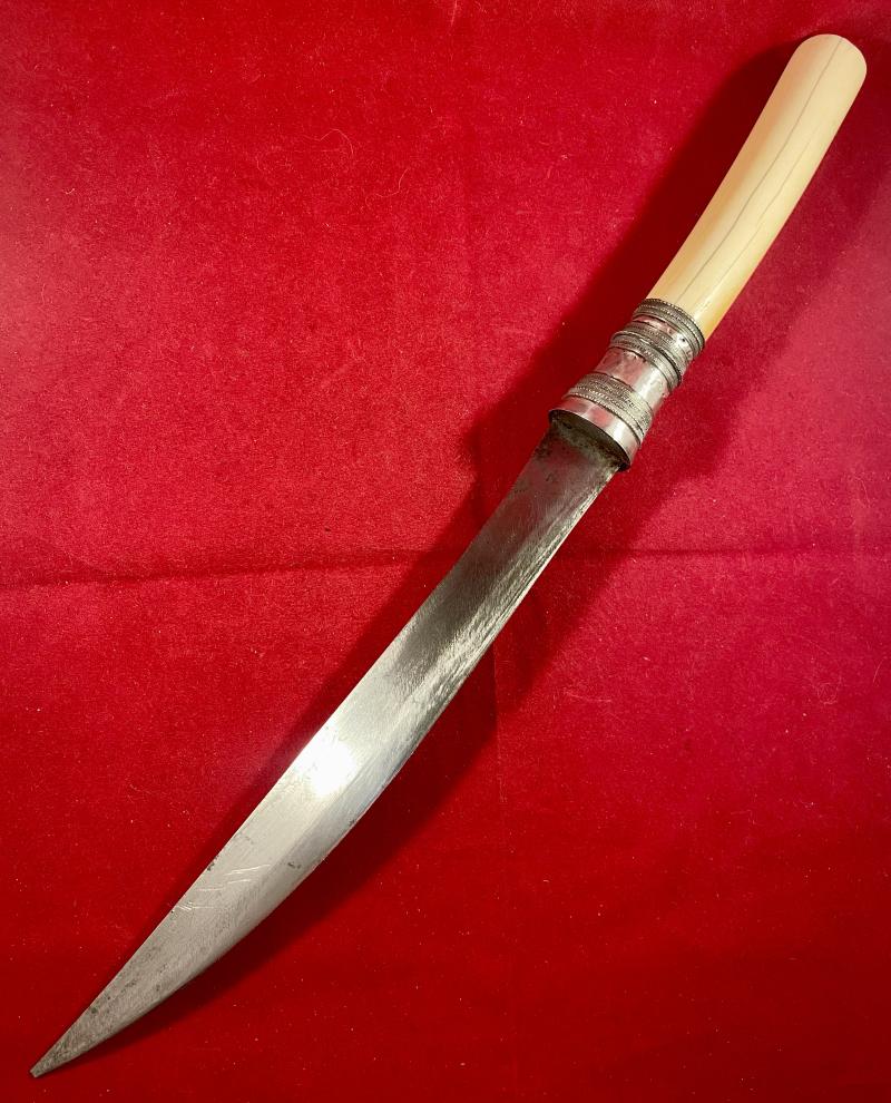 Fine 19th Century Burmese Dha Dagger Sword with Ornate Silver Covered Wooden Sheath