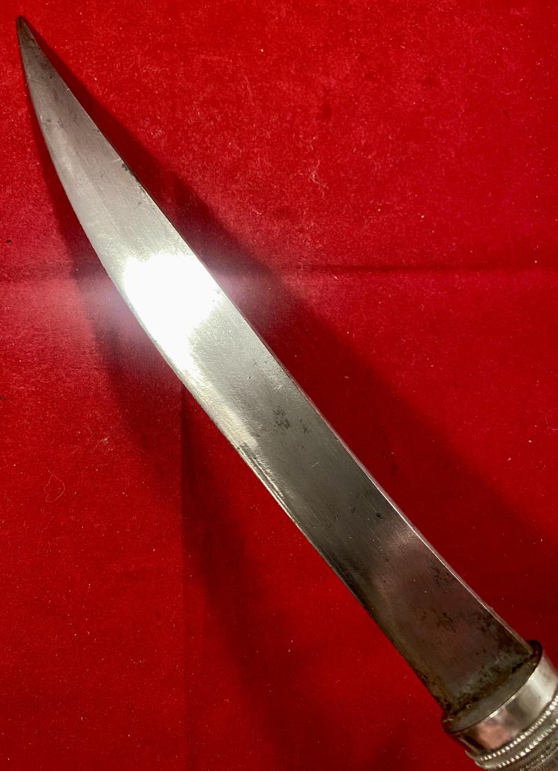 Fine 19th Century Burmese Dha Dagger Sword with Ornate Silver Covered Wooden Sheath