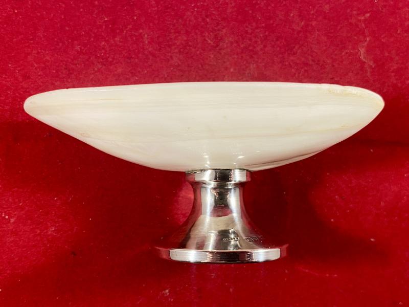 Beautiful Antique Mother of Pearl and Hallmarked Silver Pedestal Dish by William Vale & Sons 1922