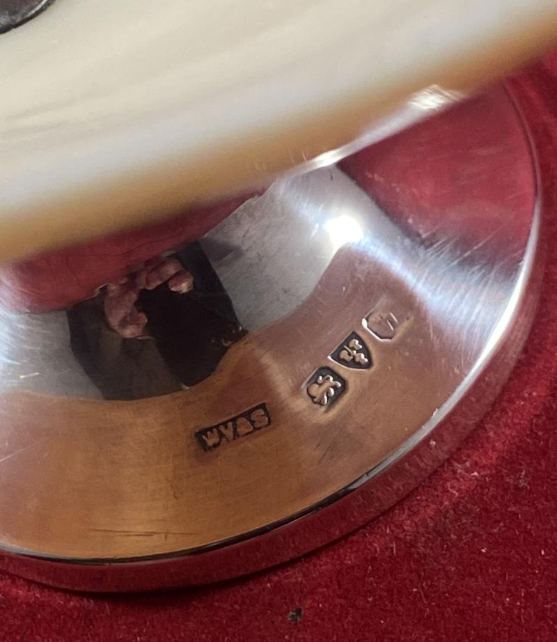 Beautiful Antique Mother of Pearl and Hallmarked Silver Pedestal Dish by William Vale & Sons 1922