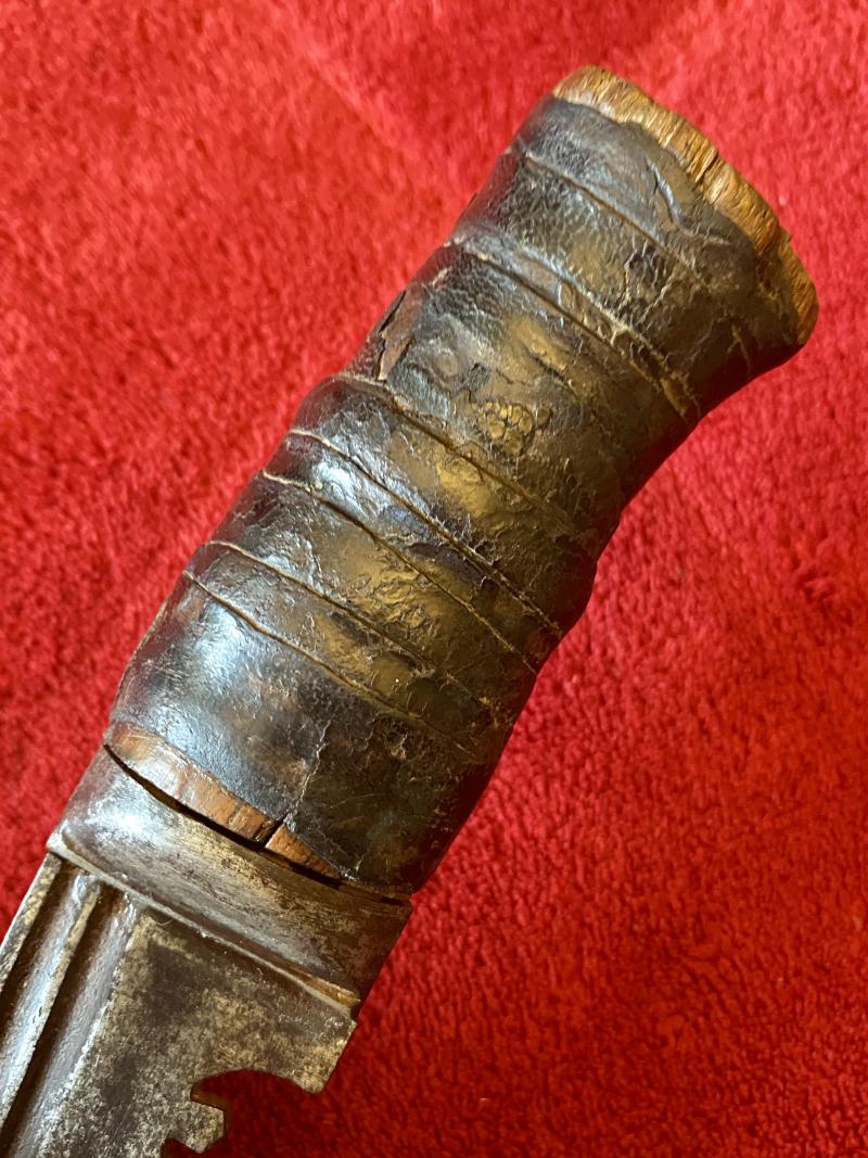 Early Nepalese Gurkha Fighting Kukri with Leather Wrapped Grip