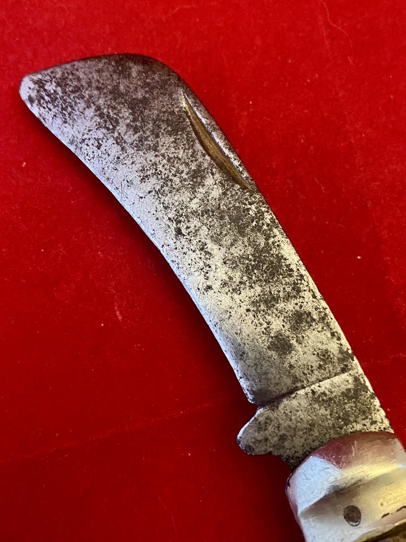 Antique Pruning Knife with Jigged Bone or Composite Stag Antler Grip Scales