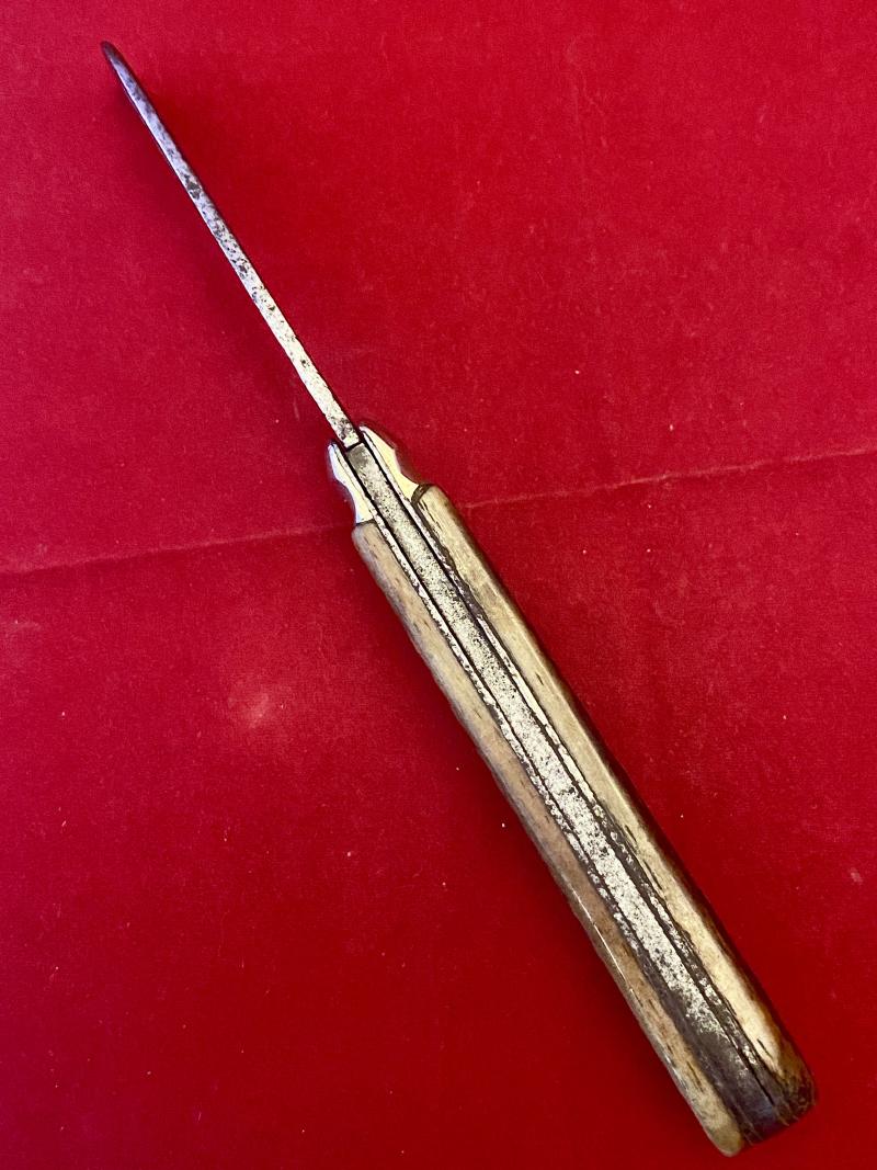 Antique Pruning Knife with Jigged Bone or Composite Stag Antler Grip Scales