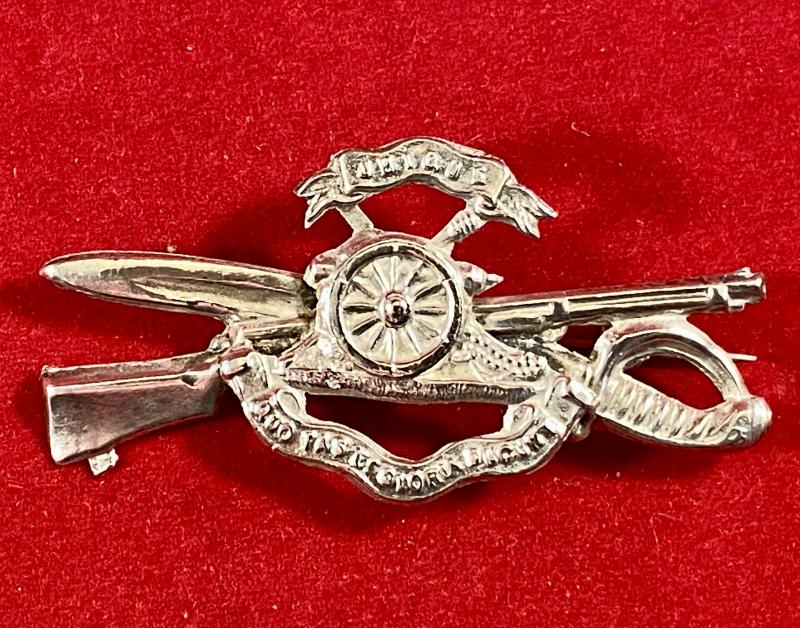 Unusual WW1 Hallmarked Silver Royal Artillery Sweetheart Brooch by Frederick Narborough - 1914