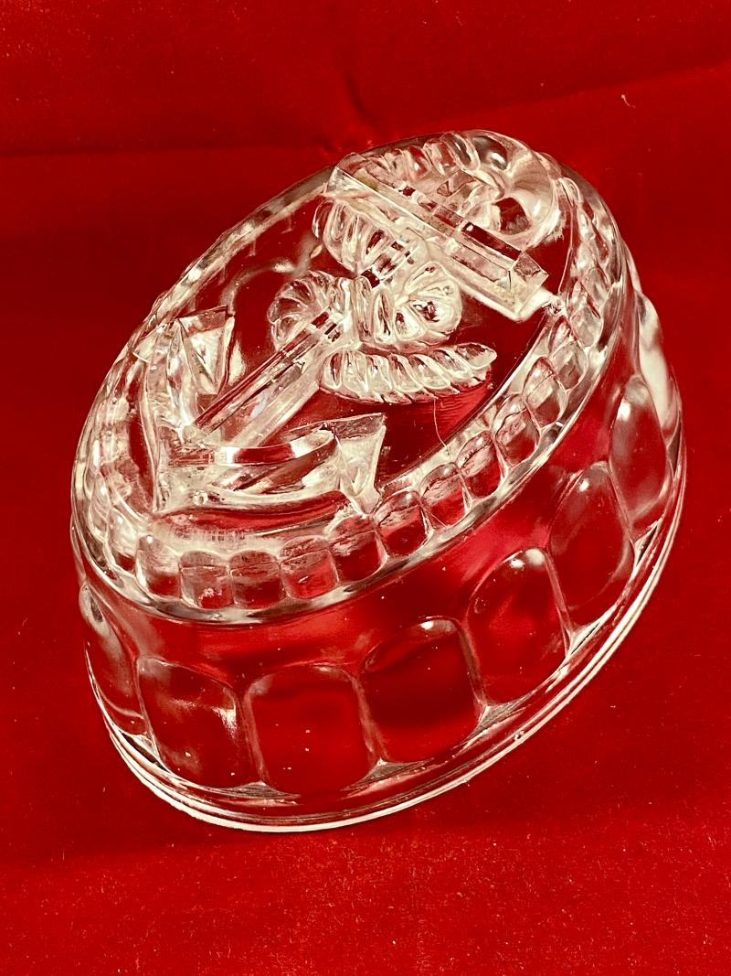 Vintage Royal Navy Clear Glass Anchor Jelly Mould