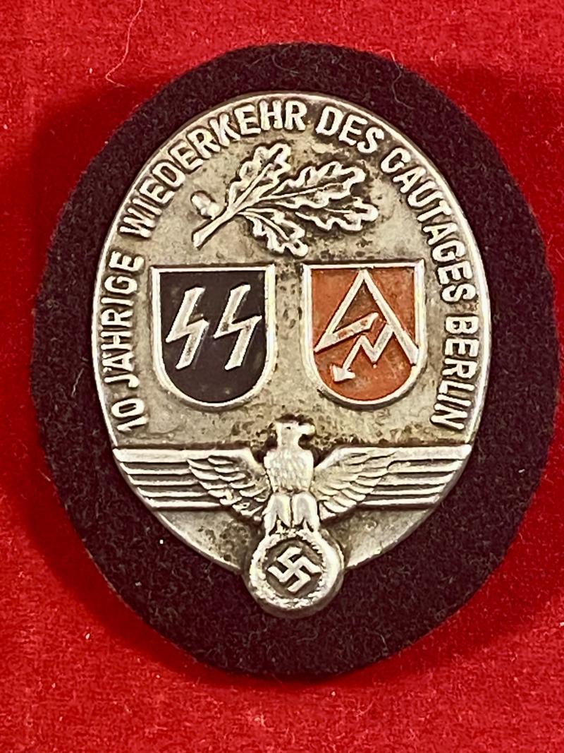 REPRODUCTION German WW2 SS/SA 10th Anniversary of the Gautag Berlin Badge