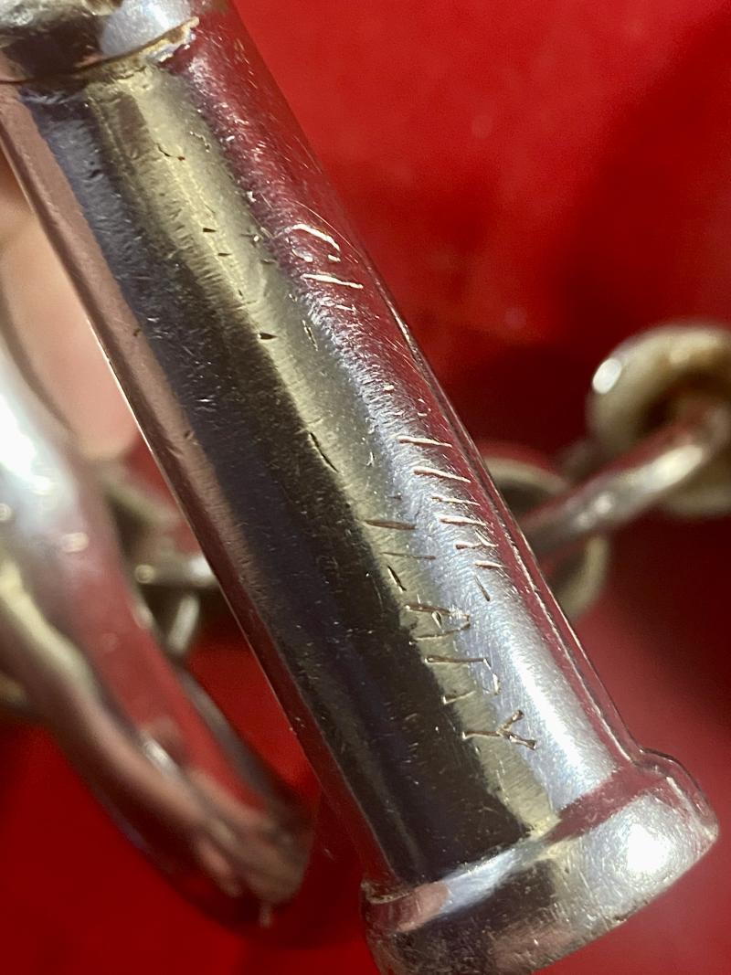 Pair of British Police Hiatt “D” Type Handcuffs with a Key c1920