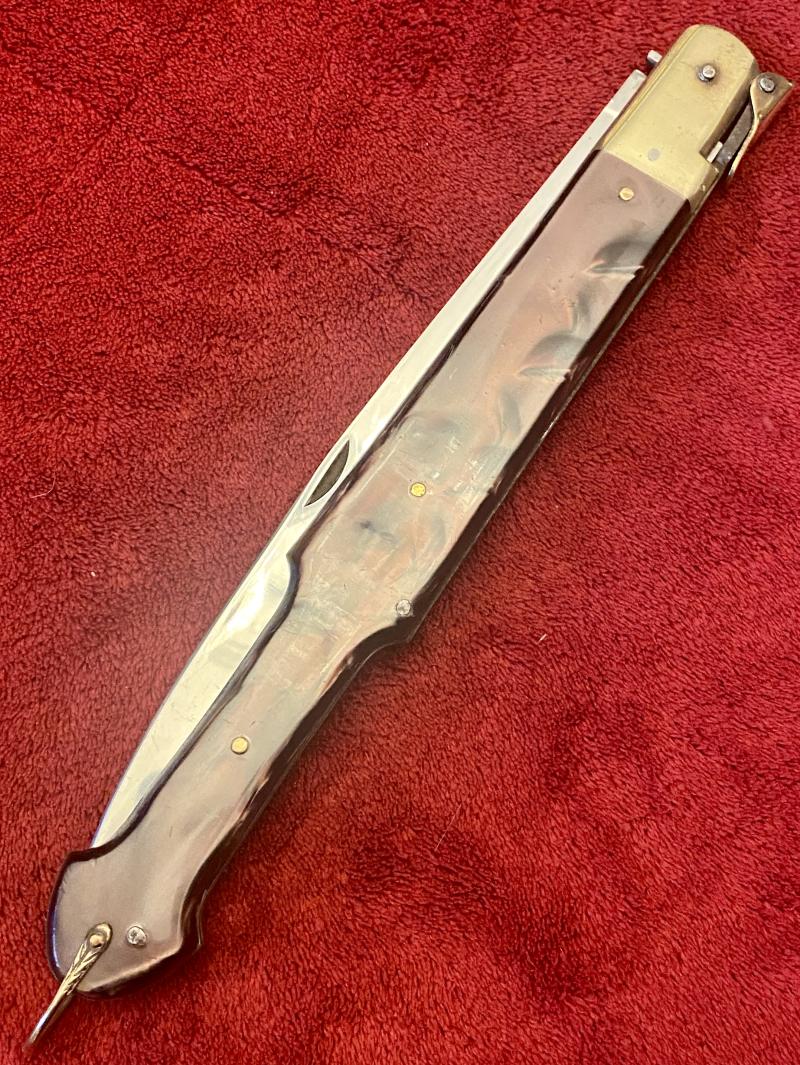 Impressive Portuguese Canesa Style Folding Lock Knife by CUREL with a large 9.25” stainless steel blade c1940