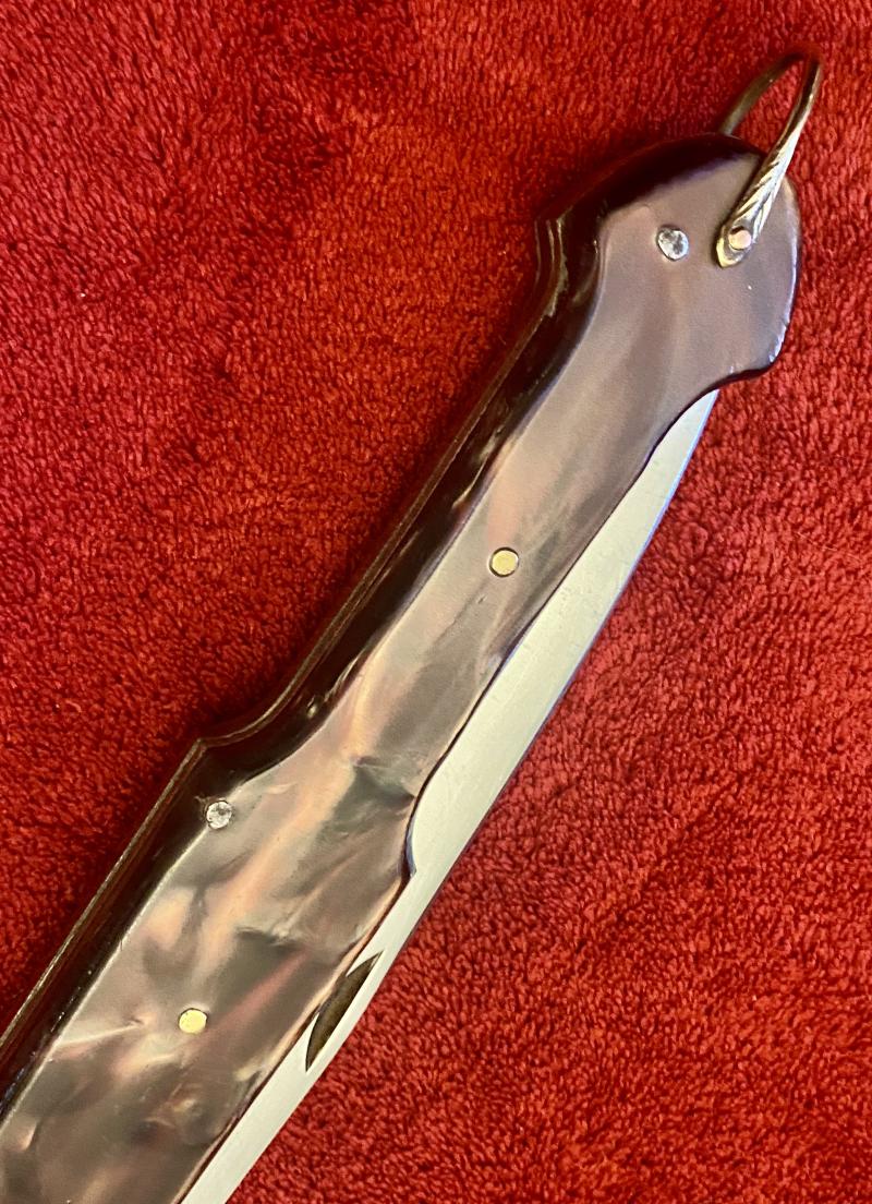 Impressive Portuguese Canesa Style Folding Lock Knife by CUREL with a large 9.25” stainless steel blade c1940