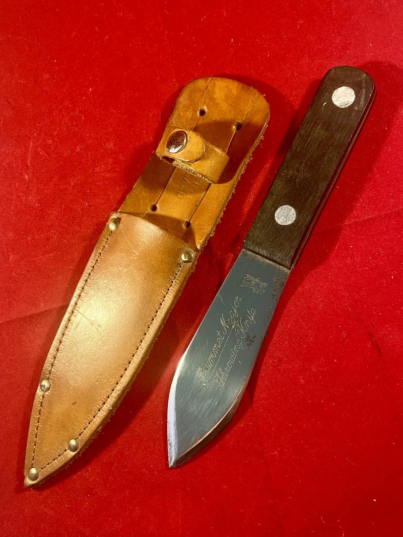 Vintage Plummet Major Throwing Knife by J. Nowill and Sons Sheffield with Leather Sheath