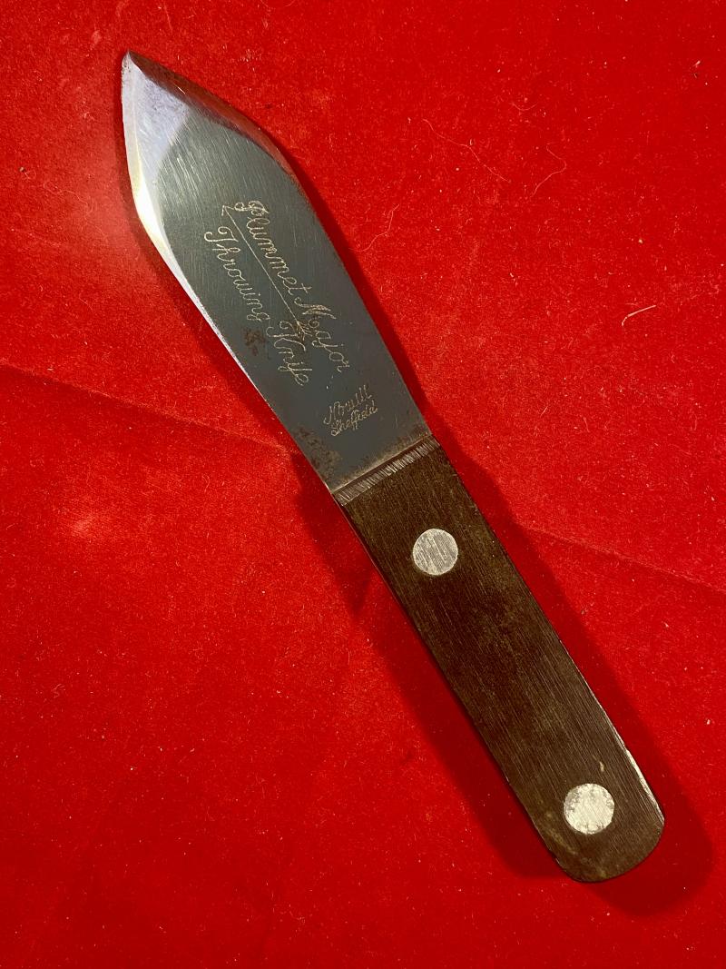 Vintage Plummet Major Throwing Knife by J. Nowill and Sons Sheffield with Leather Sheath