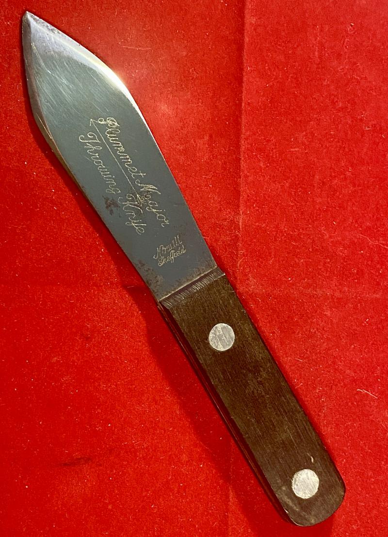 Vintage Plummet Major Throwing Knife by J. Nowill and Sons Sheffield with Leather Sheath