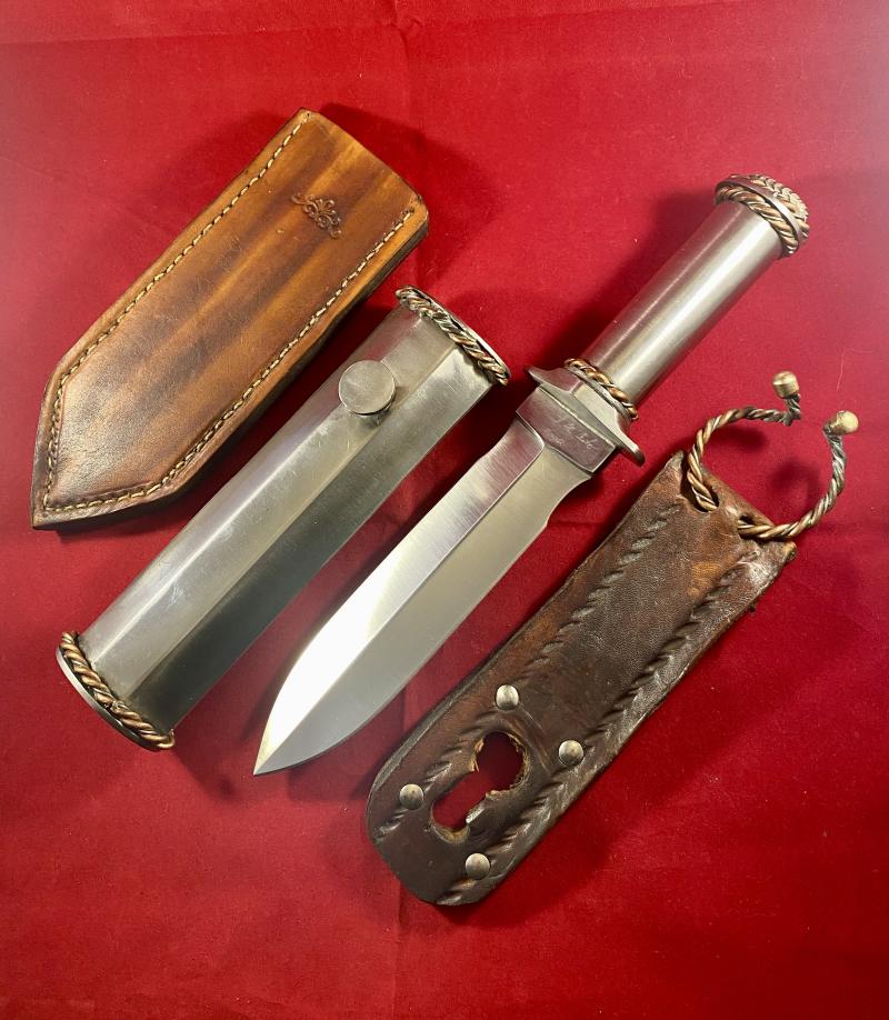 Unique Early Custom Made Knife with 2 x Sheaths and Frog by Daniel M. Certo of Marshall, NC. USA. 2002