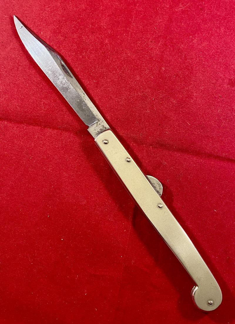 Rare Model P. 435 'Sport' Knife with Nickel Silver Grip and Locking Clip Point Blade by Joseph Rodgers & Sons c1880