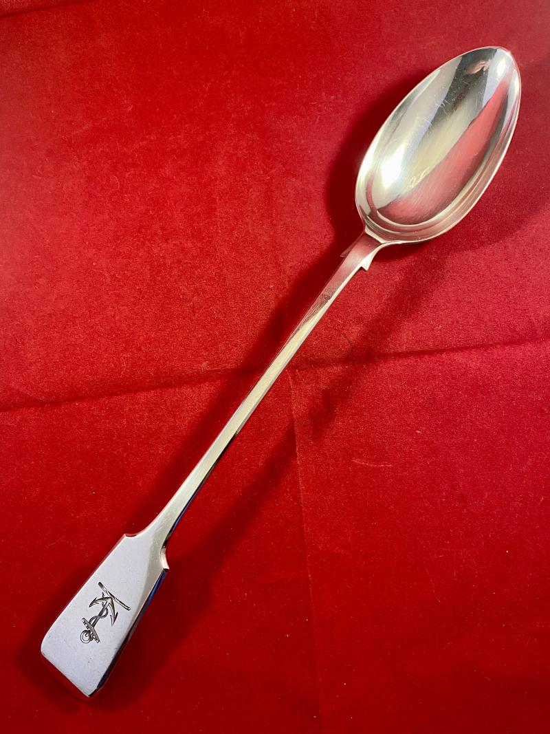 Stunning Large Victorian Royal Navy Silver Plated Basting Spoon by Elkington & Co. Ltd 1854