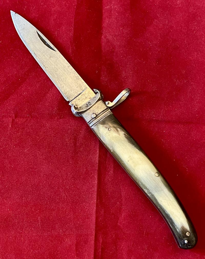 Early WHITBY 12G & 16G Shotgun Cartridge Extractor Knife with Horn Grip Scales c1961