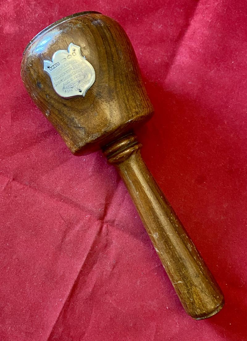 Antique Presentation Mallet to Mrs Down for Stone Laying Ceremony at Rock Chapel Yelverton Devon Aug 8th 1906