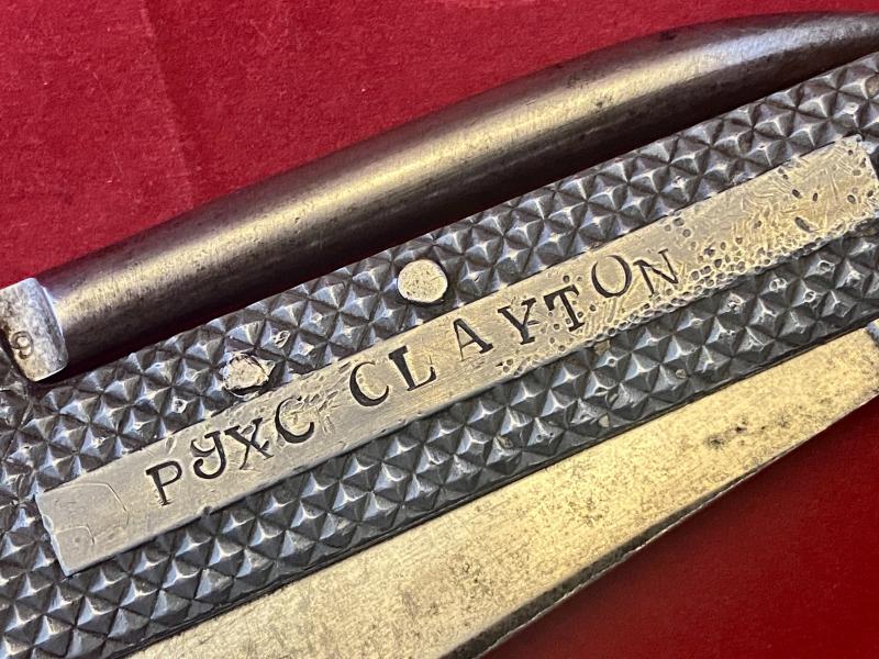 WW2 Period Royal Navy Admiralty Pattern 301B Alloy Scales Clasp Knife by Harrison Fisher & Co Ltd of Sheffield – Named to C. Clayton