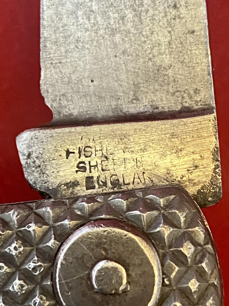 WW2 Period Royal Navy Admiralty Pattern 301B Alloy Scales Clasp Knife by Harrison Fisher & Co Ltd of Sheffield – Named to C. Clayton