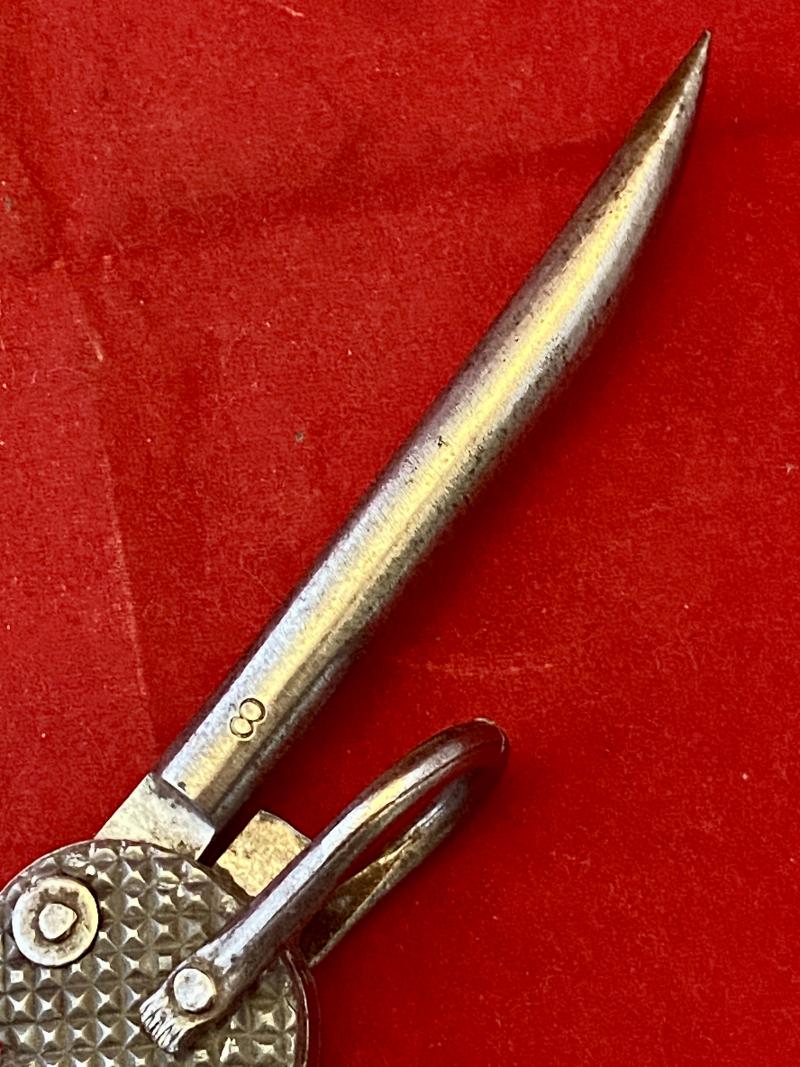 WW2 Period Royal Navy Admiralty Pattern 301B Alloy Scales Clasp Knife by Harrison Fisher & Co Ltd of Sheffield – Named to C. Clayton