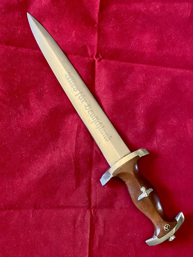 Near Mint WW2 German SA Dagger by the Scarce Maker CARL HEIDELBERG of Solingen, with Original Hanger by Assmann