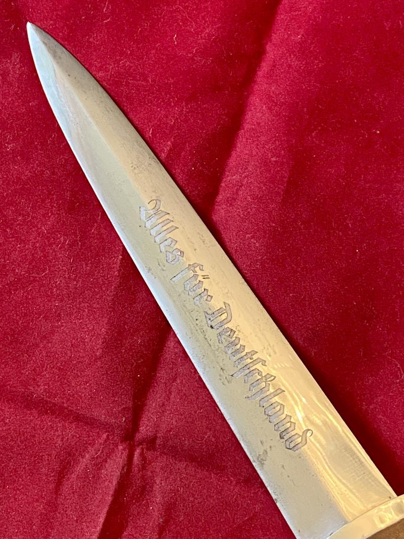 Near Mint WW2 German SA Dagger by the Scarce Maker CARL HEIDELBERG of Solingen, with Original Hanger by Assmann