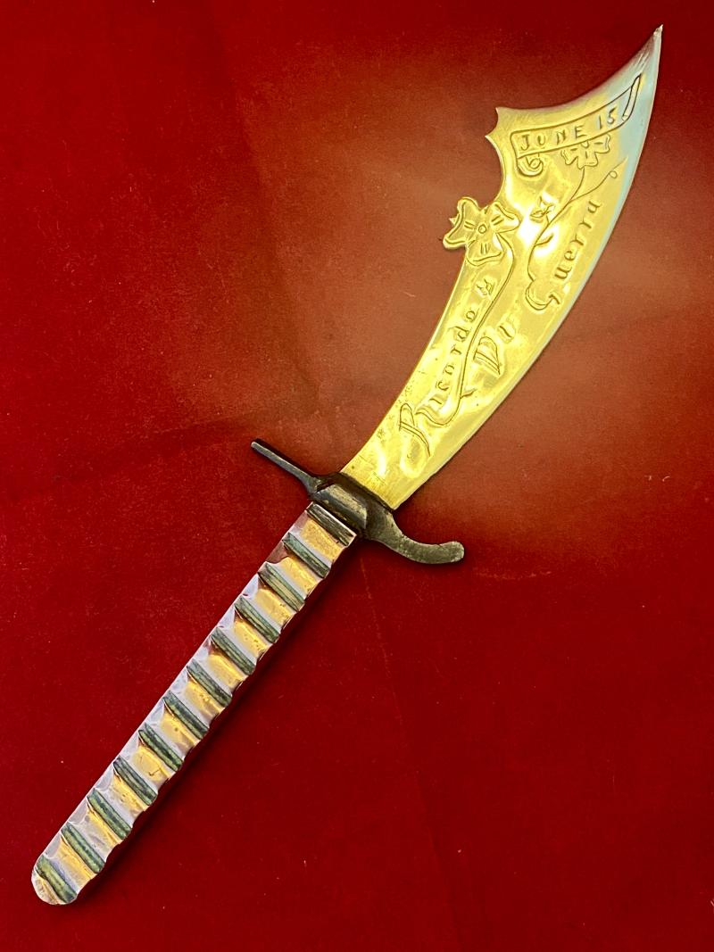 Pair of Italian WW1 Trench Art Letter Openers Commemorating the Battle of Solstice Italy - 15th June 1918
