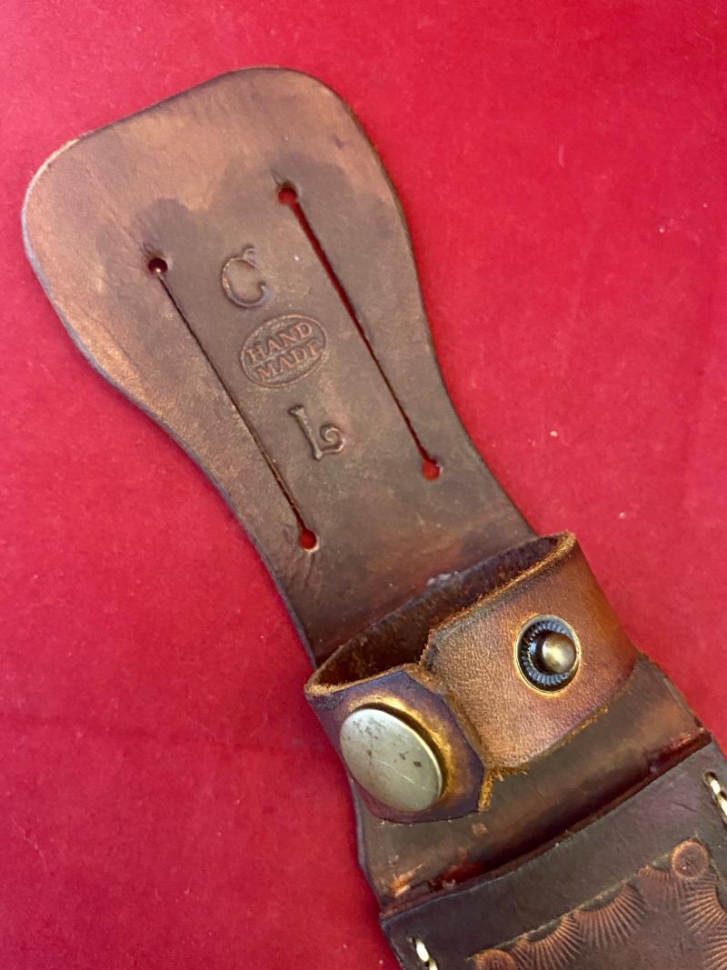 Impressive Bowie Knife with Mint 7.4” Steel Blade and Stag Antler Handle with Custom made Leather Sheath